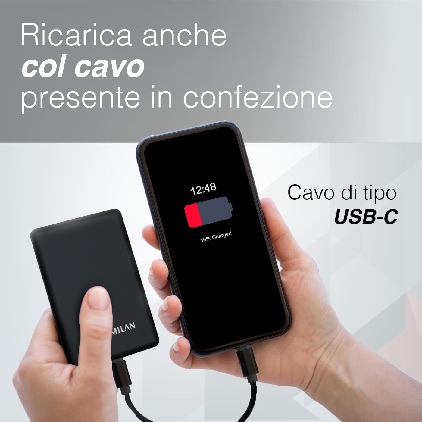 Powerbank Magsafe 5000 Mah Milan - Compatibile Anche Con Dispositivi Android - Ricarica Veloce, Ultra Sottile, Leggero - Cavo USB-C Incluso