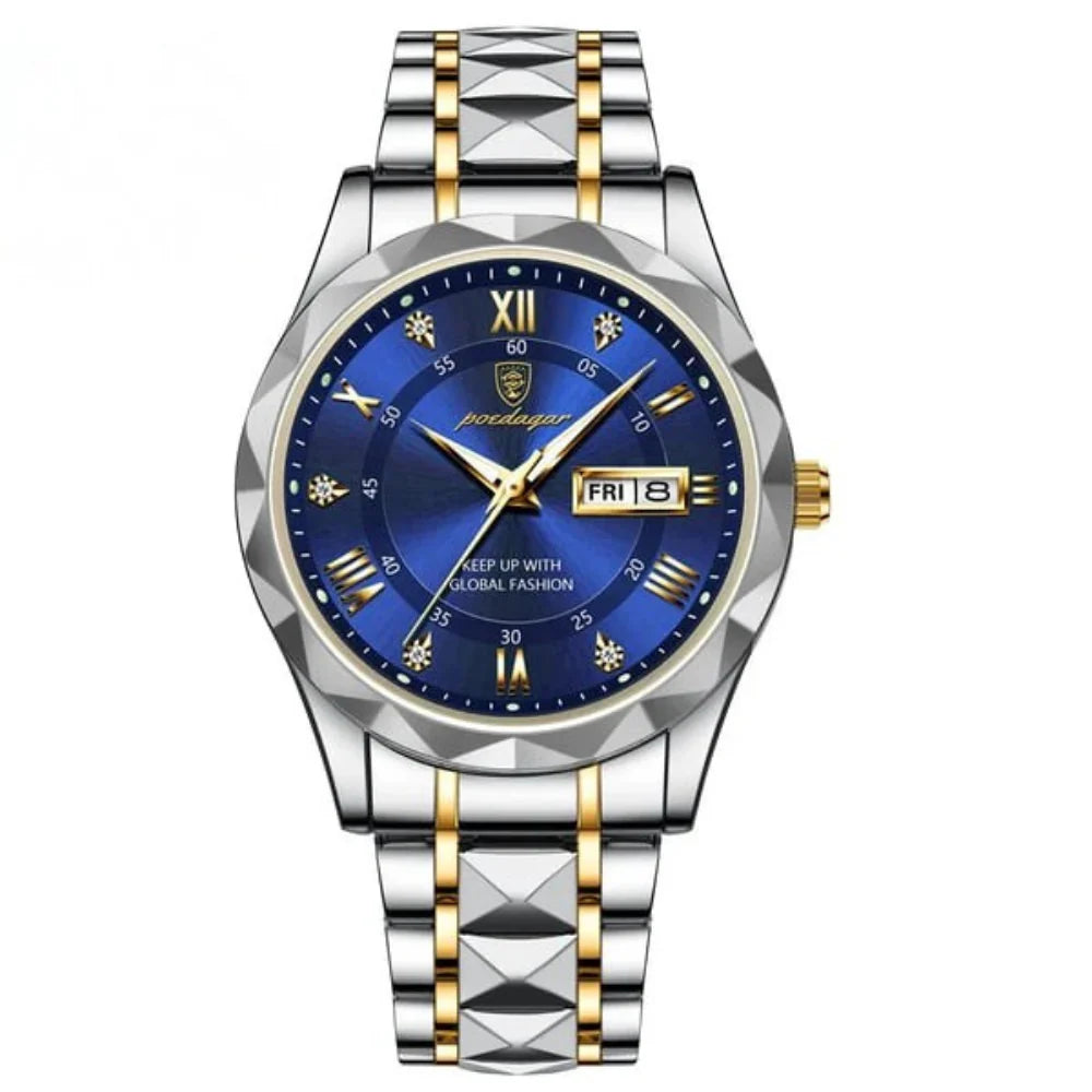 Aqualuxe Men'S Elegant Waterproof Watch with Night Vision Dial