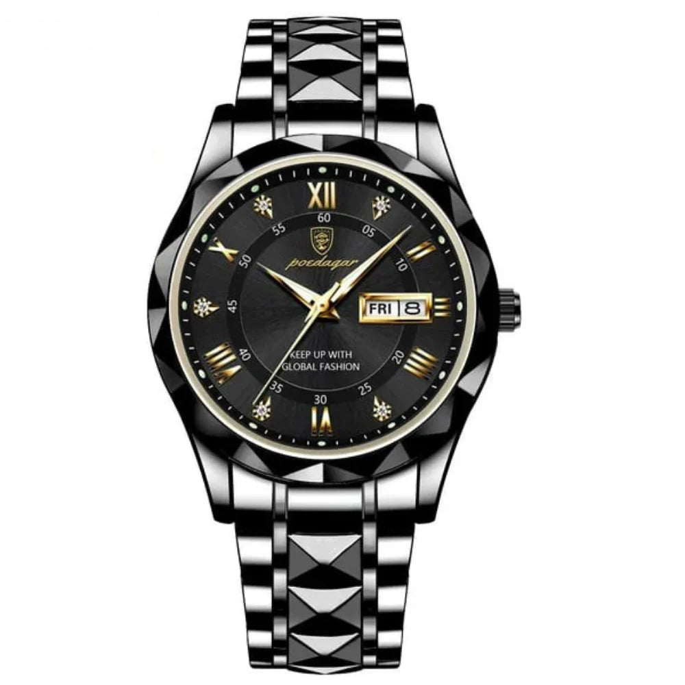 Aqualuxe Men'S Elegant Waterproof Watch with Night Vision Dial