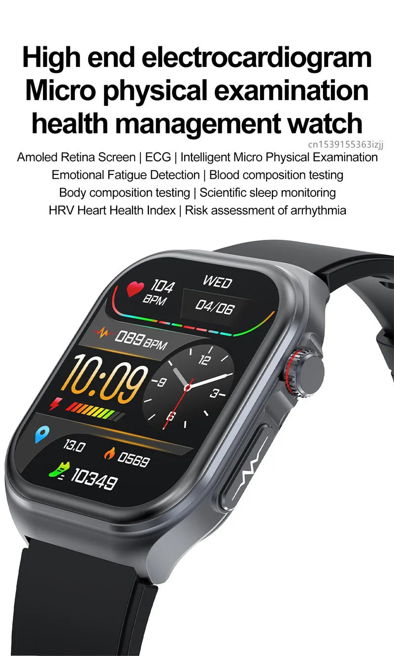 Amoled Smart Watch ET585 Men ECG Blood Compositoin Health Monitoring Bluetooth Call Women Sports Fitness Tracker Smartwatch