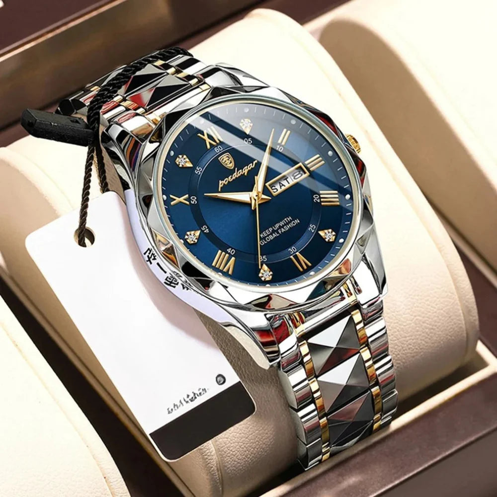Aqualuxe Men'S Elegant Waterproof Watch with Night Vision Dial