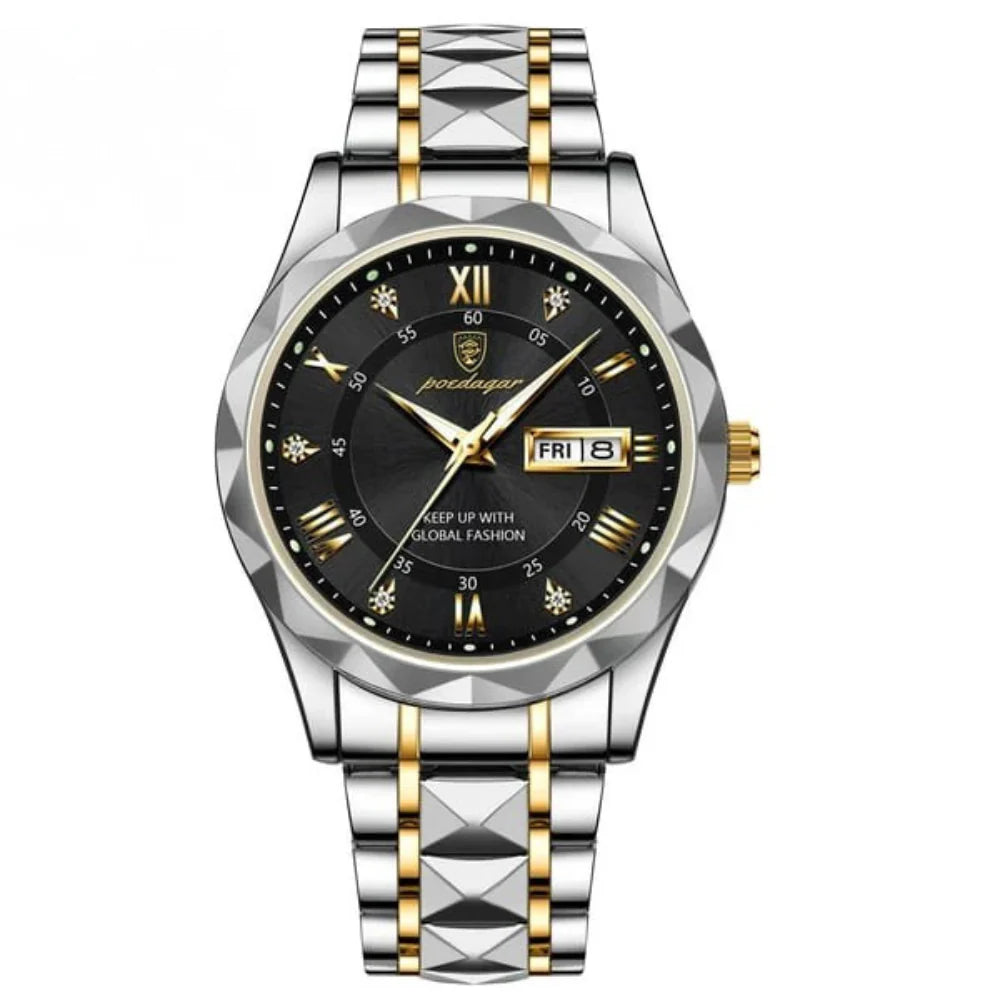 Aqualuxe Men'S Elegant Waterproof Watch with Night Vision Dial