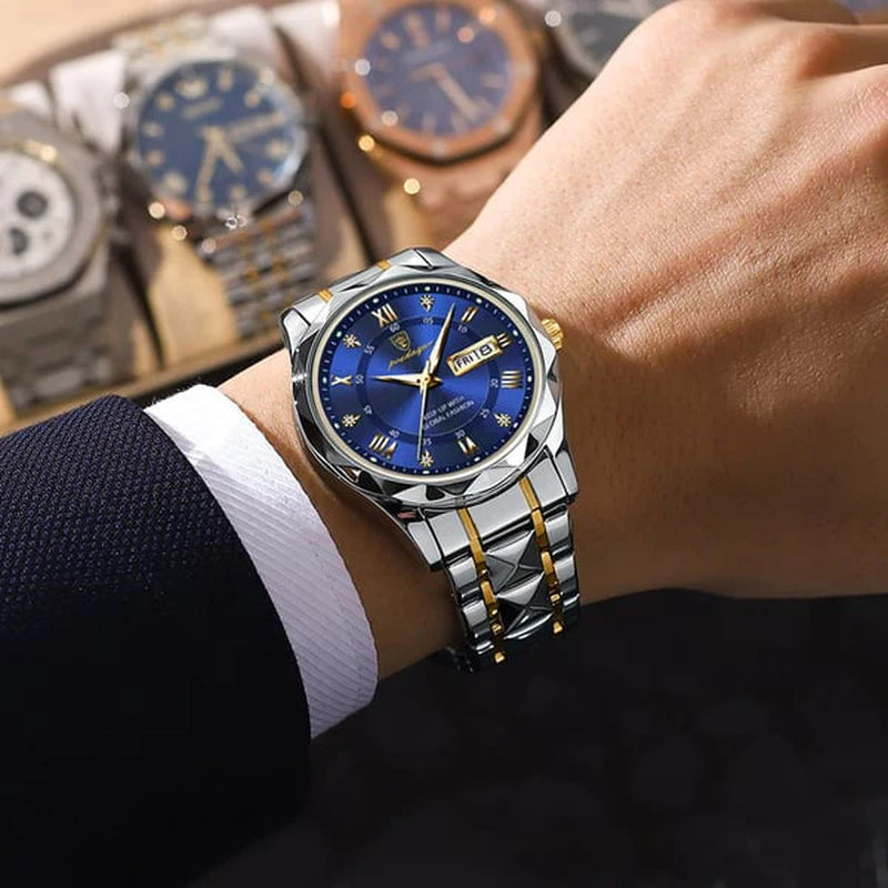 Aqualuxe Men'S Elegant Waterproof Watch with Night Vision Dial